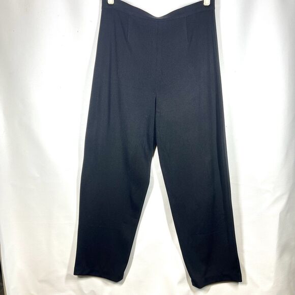 Exclusively Misook Size L petite Black Straight Leg Stretch Knit Dress Pants - Picture 1 of 7